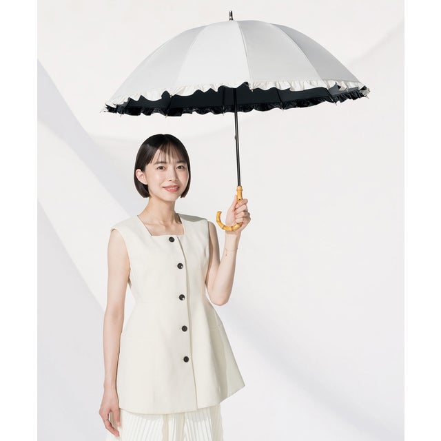 【公式限定】晴雨兼用 最強の日傘 長傘 レディース 女性 12本骨 多骨 完全遮光 耐風 大きめ 大きい 大判 日焼け対策 UV対策 彼女 母 母の日 おしゃれ かわいい 誕生日 クリスマス プレゼント ギフト【Wpc.UVO】 PARASOL long12K  フリル (フリル/オフ)