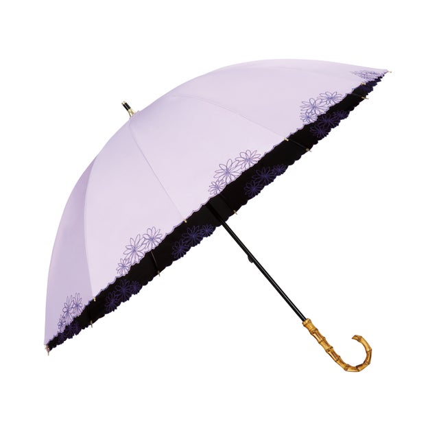 【公式限定】晴雨兼用 最強の日傘 長傘 レディース 女性 12本骨 多骨 完全遮光 耐風 大きめ 大きい 大判 日焼け対策 UV対策 彼女 母 母の日 おしゃれ かわいい 誕生日 クリスマス プレゼント ギフト【Wpc.UVO】 PARASOL long12K刺繍フラワー (刺繍フラワー/ラベンダー)