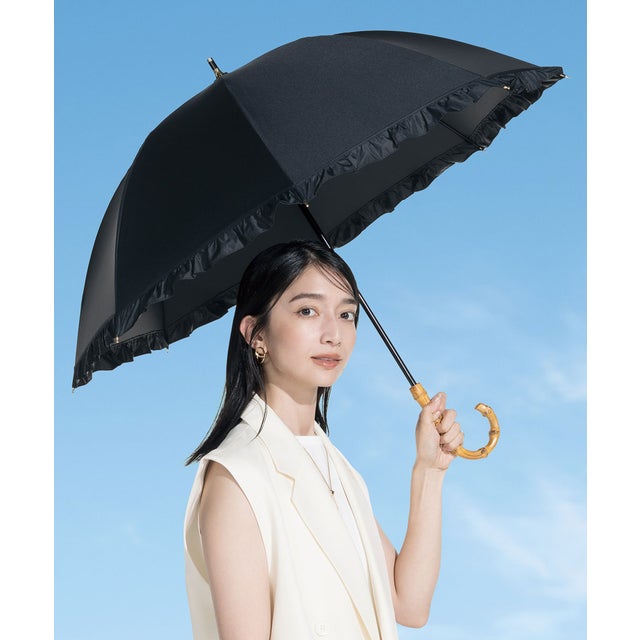 【公式限定】晴雨兼用 最強の日傘 長傘 レディース 女性 完全遮光 大きめ 大きい 大判 日焼け対策 UV対策 彼女 母 母の日 おしゃれ かわいい 誕生日 クリスマス プレゼント ギフト【Wpc.UVO】 PARASOL long8Kフリル (フリル/ブラック(限定色))