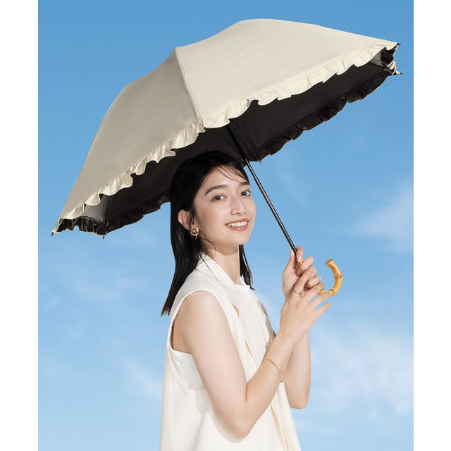 【公式限定】晴雨兼用 最強の日傘 折りたたみ レディース 女性 日焼け対策 UV対策 大きめ 大きい 大判 折り畳み傘 彼女 母 母の日 おしゃれ かわいい 誕生日 クリスマス プレゼント ギフト【Wpc.UVO】 PARASOL3段折 フリルmini (フリル/ベージュ)