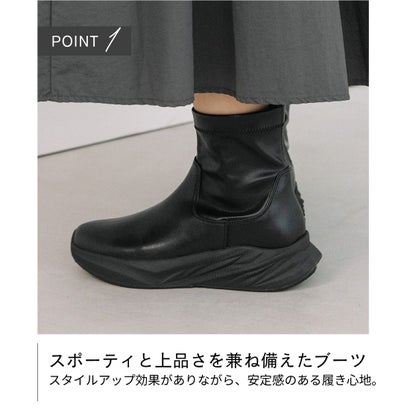 スニーカーソールショートブーツ （ホワイト）｜詳細画像