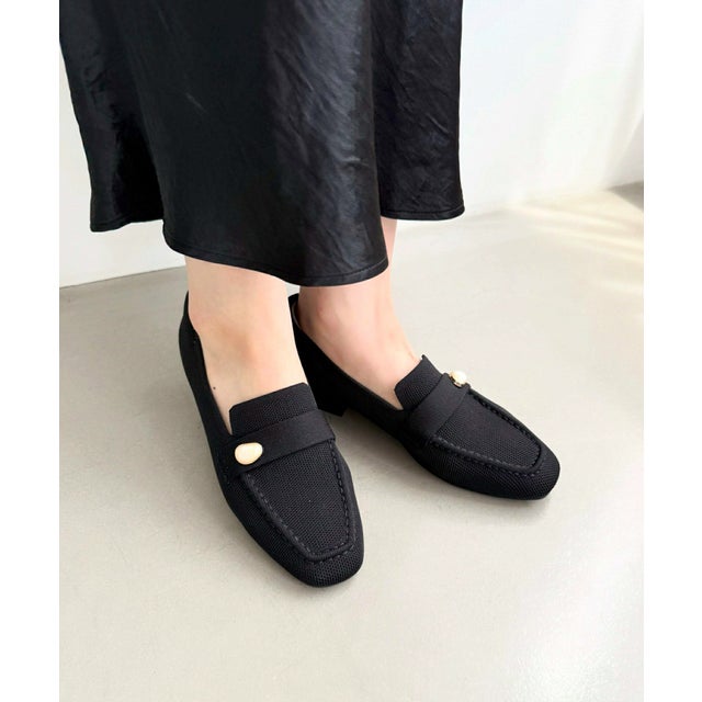 2026秋冬新作ストーンパーツ付きニットローファー/62319 （BLACK）