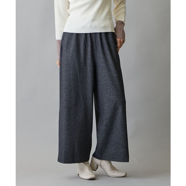 ウエストゴムウールライクイージーパンツ （49ブラック）