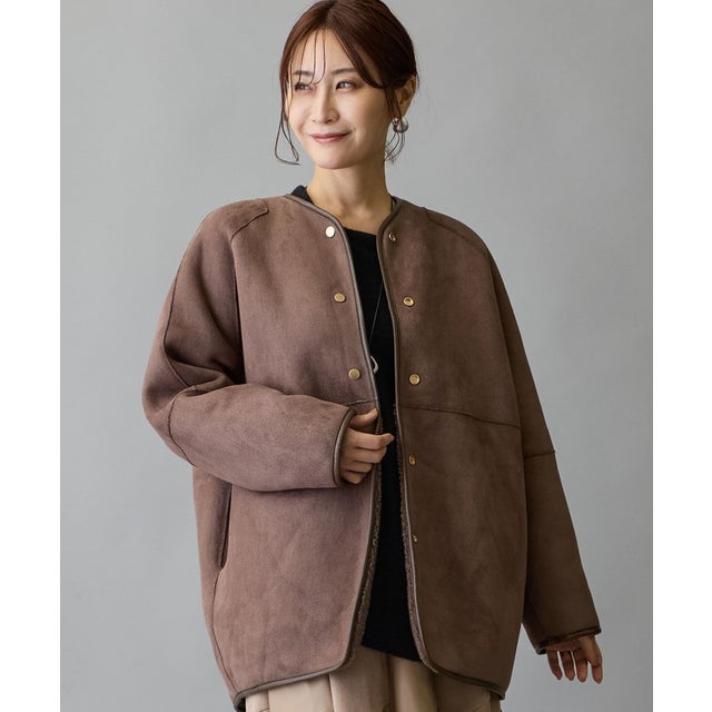 リバーシブルボアコート （13ブラウン）