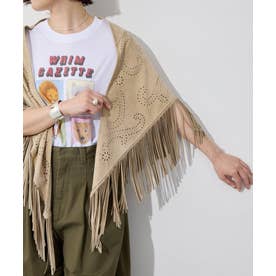 ヴェロニクブランキーノ　フリンジ　ストール　絹　淡色 ウィムガゼット Whim Gazette スエードフリンジストール （beige