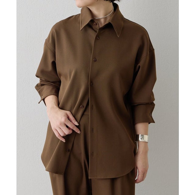 【Drawing Numbers】リュクスツイルワイヤーカラーシャツ （brown）
