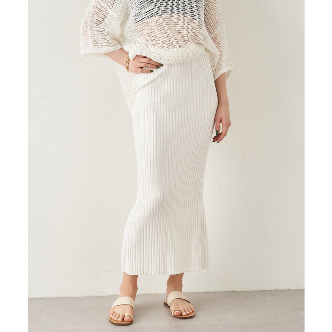 ウィムガゼット Whim Gazette ニットフィットスカート （offwhite 