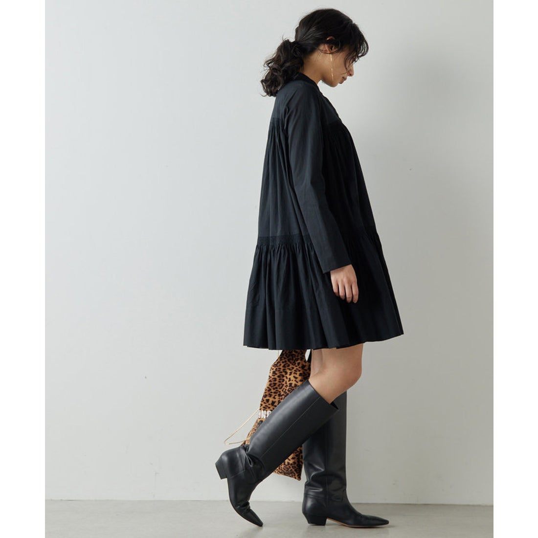 ウィムガゼット Whim Gazette ローンギャザードレス （black） -靴 