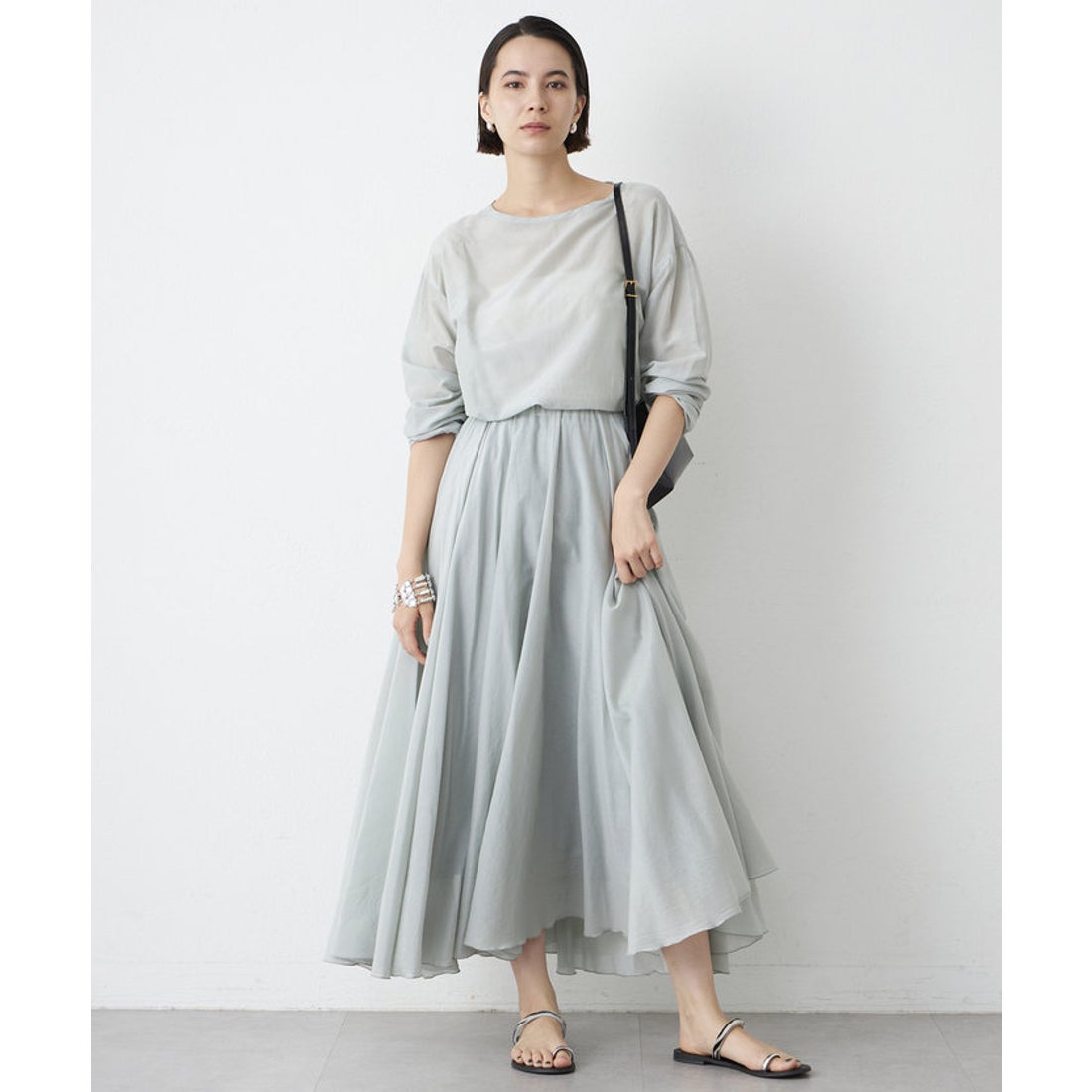 ウィムガゼット Whim Gazette シルクローンギャザースカート （khaki