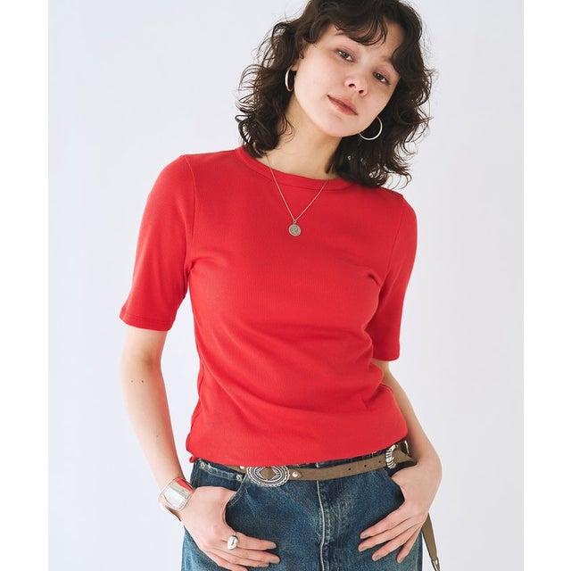 半袖クルーネックテレコカットソー （red）