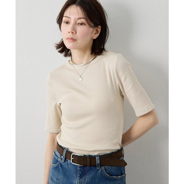 半袖クルーネックテレコカットソー （beige）