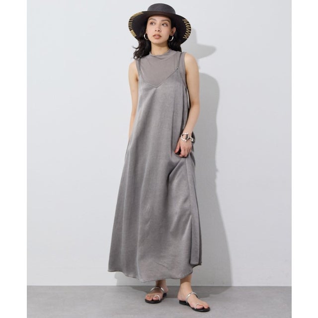 顔料染めツイルキャミワンピース （lightgrey）