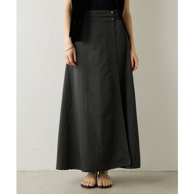 【Drawing Numbers】ナイロンツイルダイピグメントラップスカート （black）