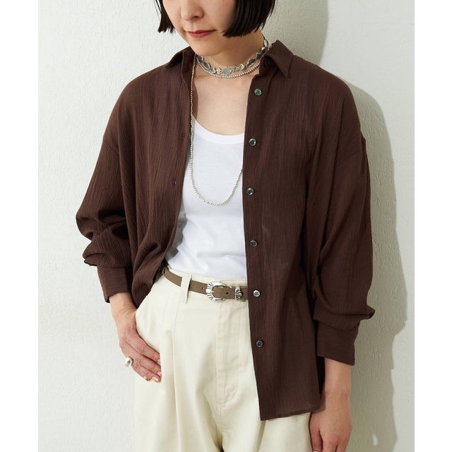コットンガーゼシフォンシャツ （brown）