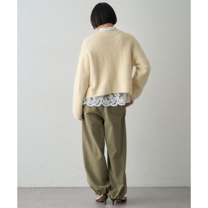 カシミヤ混ファークルーネックニットプルオーバー （yellow）｜詳細画像