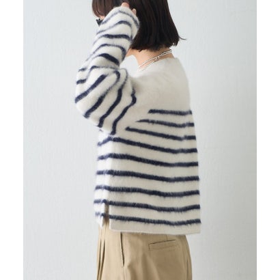 カシミヤ混ファークルーネックニットプルオーバー （mintgreen）｜詳細画像