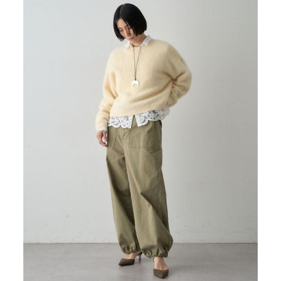 カシミヤ混ファークルーネックニットプルオーバー （mintgreen）｜詳細画像