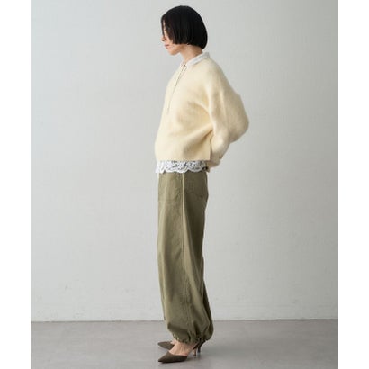 カシミヤ混ファークルーネックニットプルオーバー （mintgreen）｜詳細画像