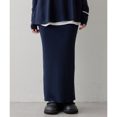 【Drawing Numbers】ウールリブニットタイトスカート （navy）｜詳細画像