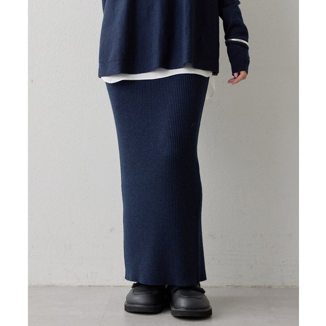 【Drawing Numbers】ウールリブニットタイトスカート （navy）
