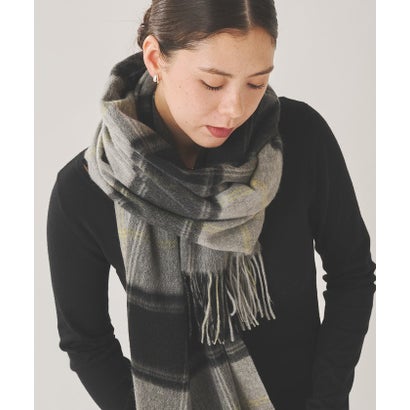 カシミヤ大判チェックストール （lightgrey）｜詳細画像