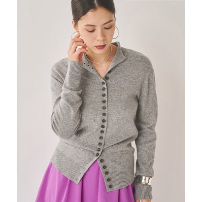ウールボトルネックカーディガン （lightgrey）｜詳細画像