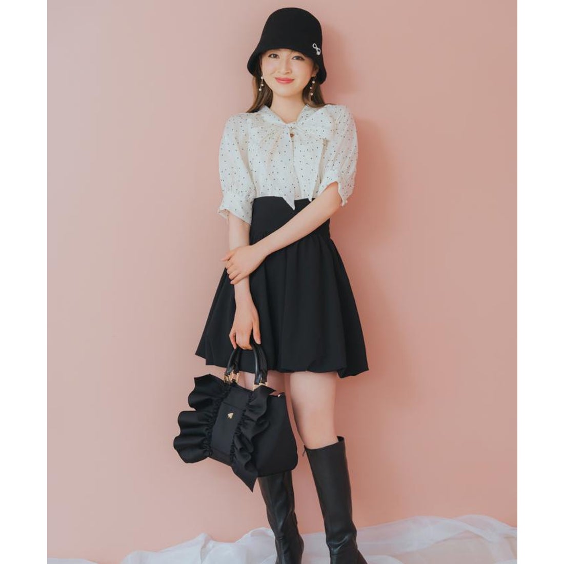 ウィルセレクション WILLSELECTION リボンタイラグランパフブラウス 