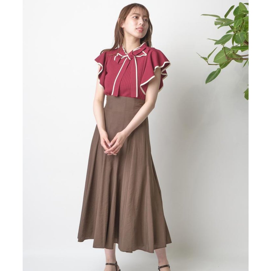 ウィルセレクション WILLSELECTION ランダムフレアスカート （ブラウン