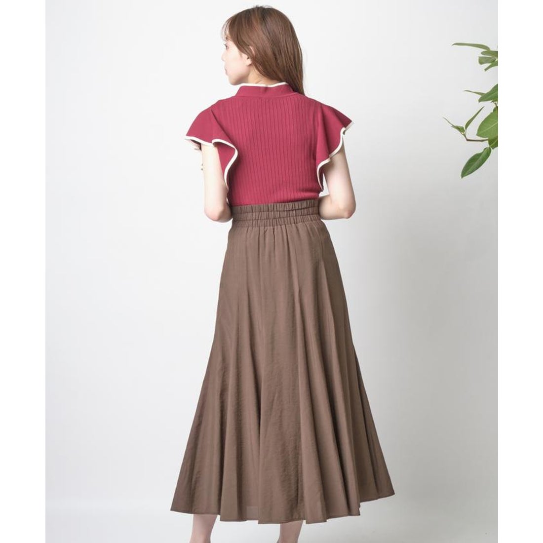 ウィルセレクション WILLSELECTION ランダムフレアスカート （ブラウン