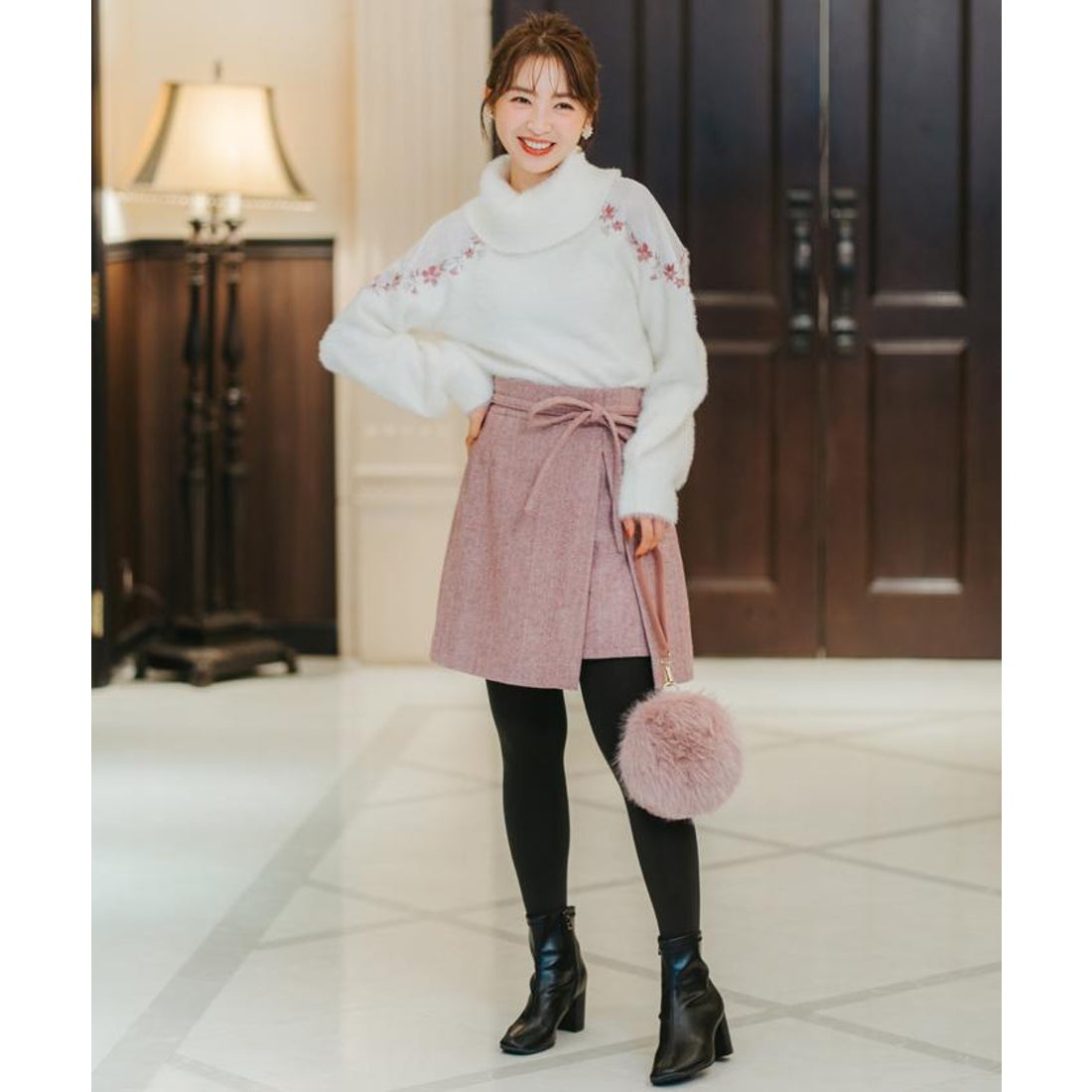 ウィルセレクション WILLSELECTION ヘリンボーンミニスカート （レッド 
