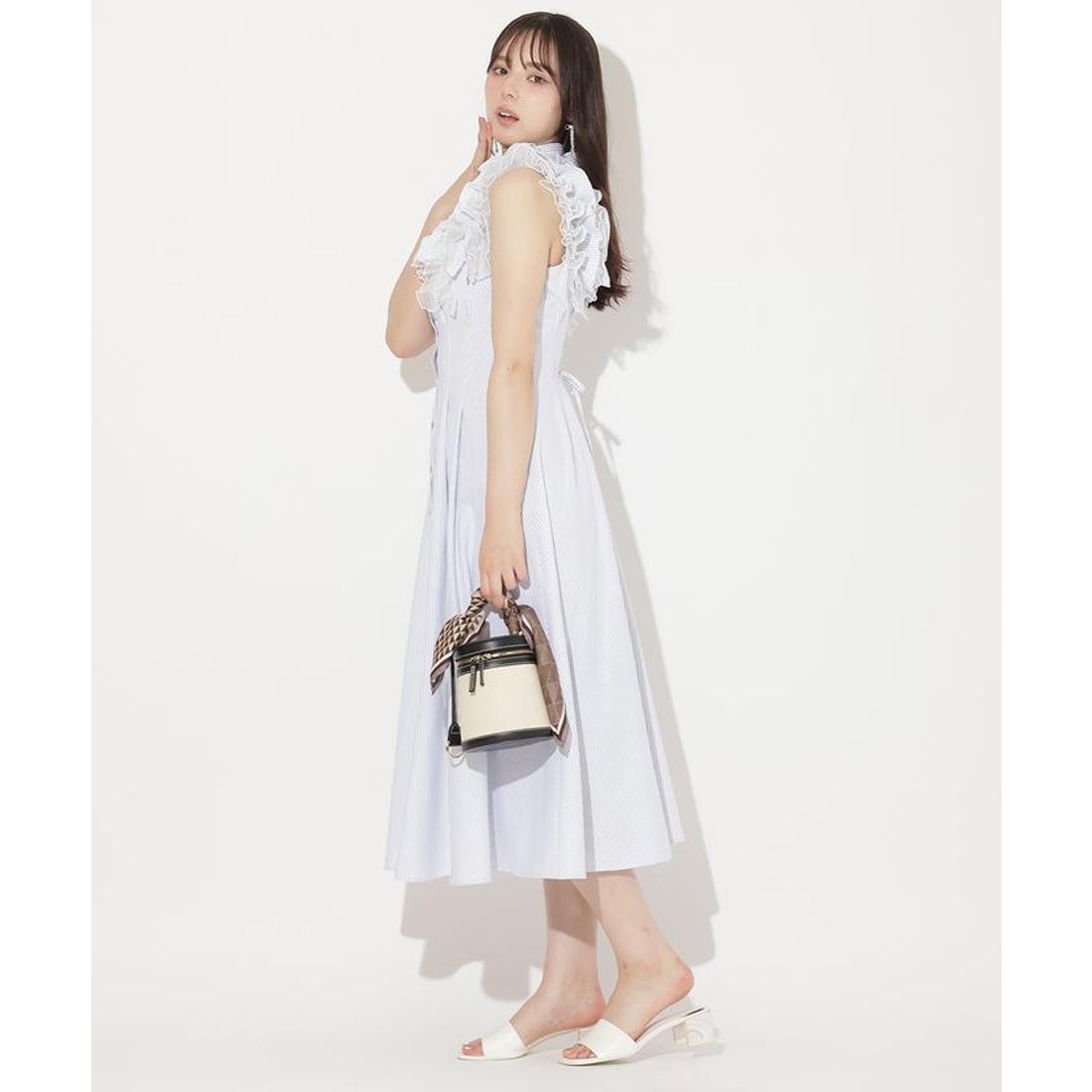 ウィルセレクション WILLSELECTION フリルストライプワンピース （赤系 