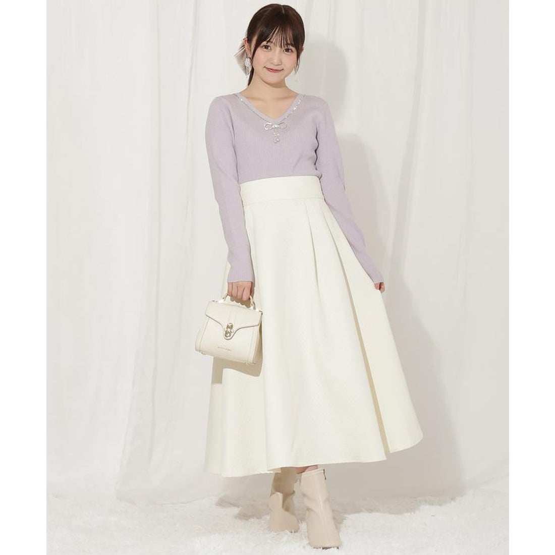 ウィルセレクション WILLSELECTION 千鳥柄ジャガードタックフレア 