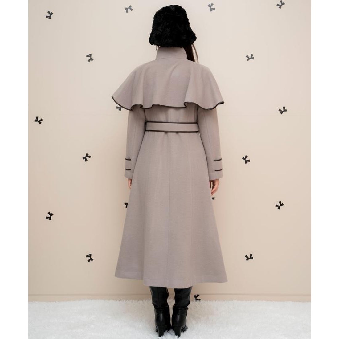 ウィルセレクション WILLSELECTION 配色ケープコート （ブラウン