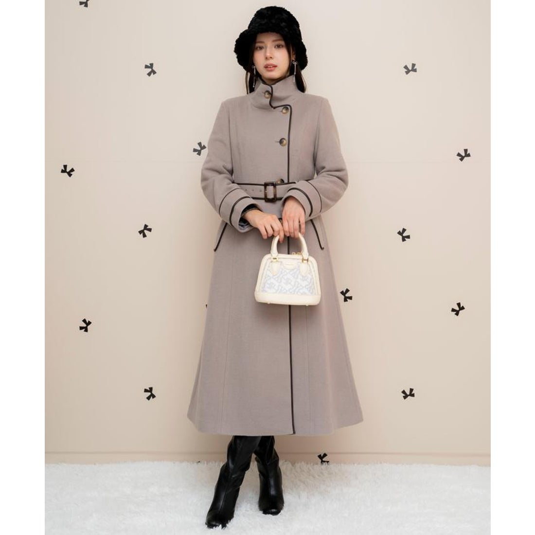 ウィルセレクション WILLSELECTION 配色ケープコート （ブラウン