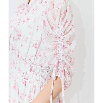 ウィルセレクション WILLSELECTION ピンタックウエストシャーリングフラワーワンピース （パープル系花柄）｜詳細画像