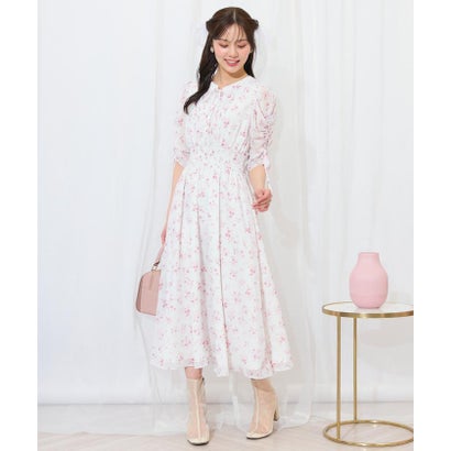 ウィルセレクション WILLSELECTION ピンタックウエストシャーリングフラワーワンピース （パープル系花柄）｜詳細画像