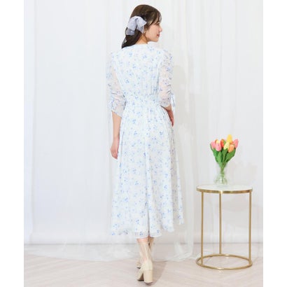 ウィルセレクション WILLSELECTION ピンタックウエストシャーリングフラワーワンピース （パープル系花柄）｜詳細画像
