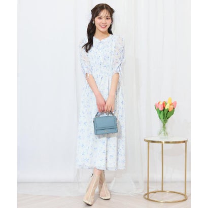 ウィルセレクション WILLSELECTION ピンタックウエストシャーリングフラワーワンピース （パープル系花柄）｜詳細画像