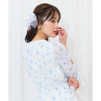 ウィルセレクション WILLSELECTION ピンタックウエストシャーリングフラワーワンピース （パープル系花柄）｜詳細画像