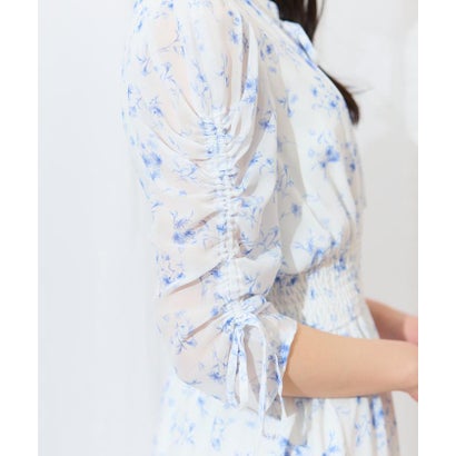 ウィルセレクション WILLSELECTION ピンタックウエストシャーリングフラワーワンピース （パープル系花柄）｜詳細画像