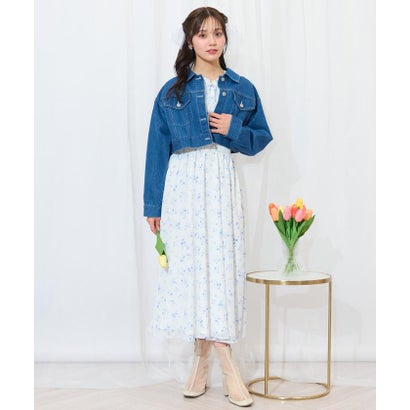 ウィルセレクション WILLSELECTION ピンタックウエストシャーリングフラワーワンピース （パープル系花柄）｜詳細画像