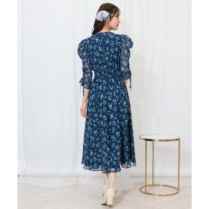 ウィルセレクション WILLSELECTION ピンタックウエストシャーリングフラワーワンピース （パープル系花柄）｜詳細画像