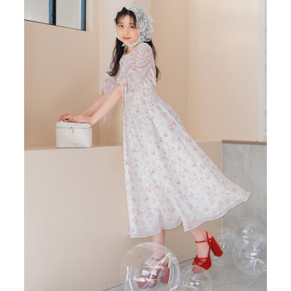 ウィルセレクション WILLSELECTION ピンタックウエストシャーリングフラワーワンピース （パープル系花柄）｜詳細画像