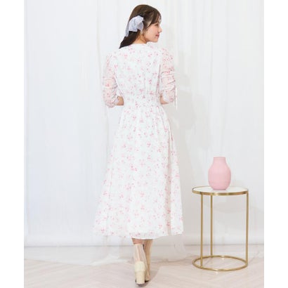 ウィルセレクション WILLSELECTION ピンタックウエストシャーリングフラワーワンピース （パープル系花柄）｜詳細画像