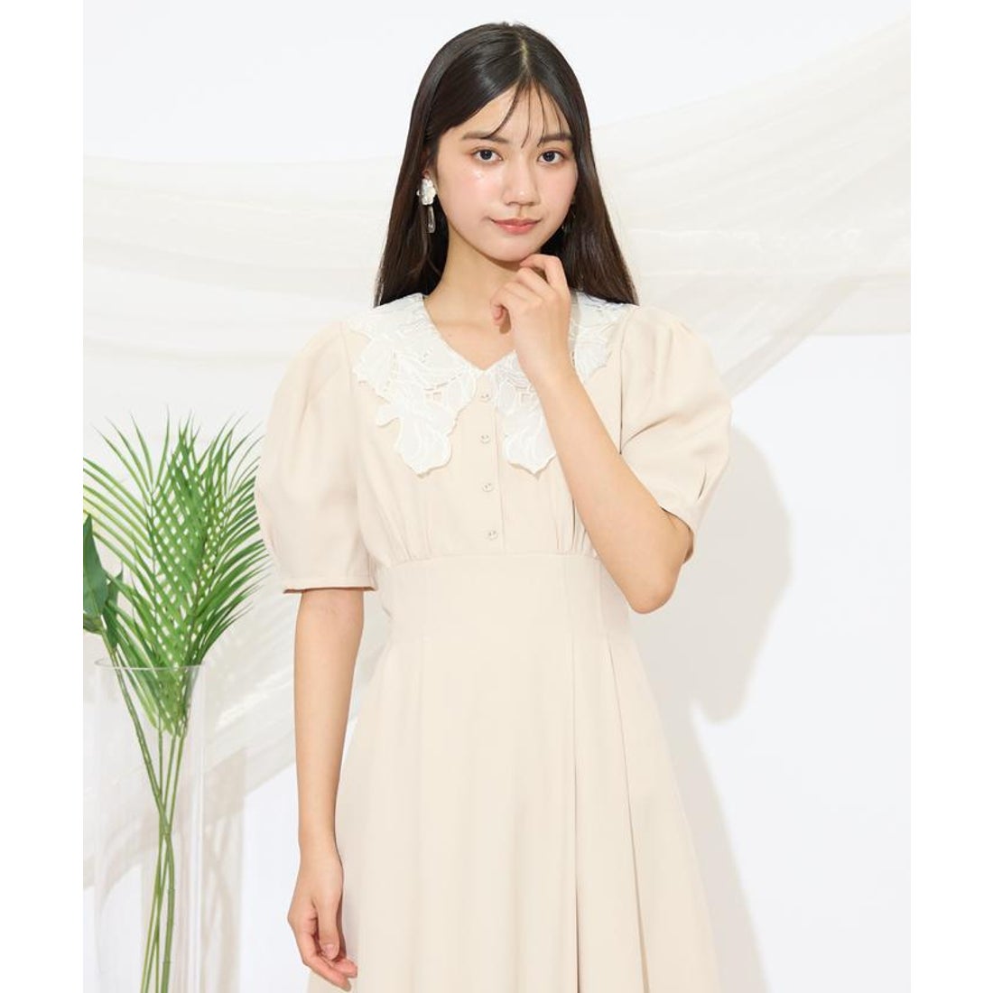 大人気完売♡美品♡ WILLSELECTION タックウエストレース襟ワンピース ウィルセレクション WILLSELECTION タックウエストレース襟ワンピース
