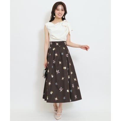 リボンショルダードレープカットトップス グレー｜詳細画像