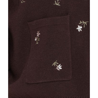 モチーフ刺繍カーディガン ダークブラウン｜詳細画像