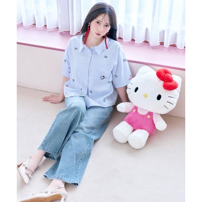 WILLSELECTION×HELLO KITTY 刺繍クロップドシャツ purpleborderストライプ｜詳細画像