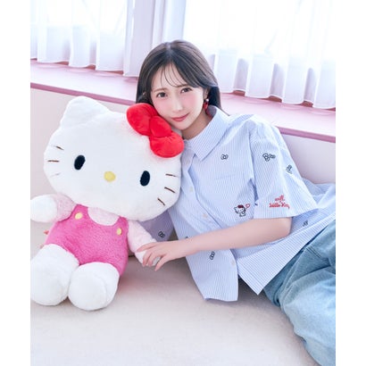 WILLSELECTION×HELLO KITTY 刺繍クロップドシャツ purpleborderストライプ｜詳細画像