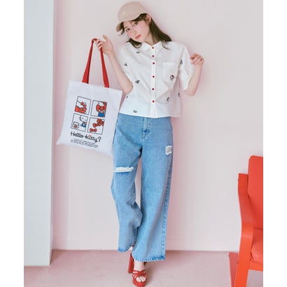 WILLSELECTION×HELLO KITTY 刺繍クロップドシャツ オフ｜詳細画像